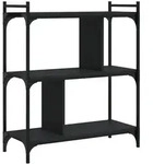 vidaXL B&uuml;cherregal 3 B&ouml;den Schwarz 76x32x88 cm Holzwerkstoff