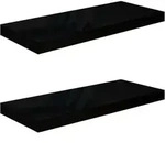 vidaXL Schweberegale 2 Stk. Hochglanz-Schwarz 60x23,5x3,8 cm MDF