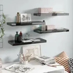 vidaXL Schweberegale 4 Stk. Hochglanz-Schwarz 60x23,5x3,8 cm MDF