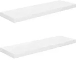 vidaXL Schweberegale 2 Stk. Hochglanz-Wei&szlig; 80x23,5x3,8 cm MDF