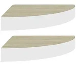 vidaXL Eck-Schweberegale 2 Stk. Eichen-Optik und Wei&szlig; 35x35x3,8 cm MDF
