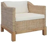 vidaXL 2-tlg. Sofagarnitur mit Auflagen Natur Rattan