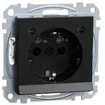 Merten System M, Steckdose 1f UP m.OL m.BS IP20, schwarz matt, Ocean Plastic