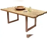 SIT M&ouml;bel Esstisch aus Teak 200 cm | Platte 50 mm natur | Kufen-Gestell Metall...