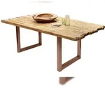 SIT M&ouml;bel Esstisch aus Teak 220 cm | Platte 50 mm natur | Kufen-Gestell Metall...