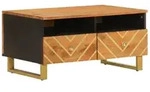 vidaXL Couchtisch Braun und Schwarz 80x54x40 cm Massivholz Mango