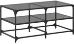 vidaXL Couchtisch mit Glasplatte Schwarz 98,5x50x45 cm Stahl