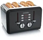 Arendo - Automatik Toaster 4 Scheiben in Edelstahl - bis zu vier Sandwich und