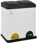 SVITA TC2X15 M&uuml;lleimer 30L 2x15 Treteimer Papierkorb M&uuml;lltrennung Stahl Wei&szlig;