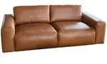 KAWOLA Sofa BODHI 3-Sitzer Leder hellbraun