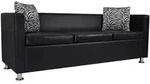 vidaXL Sofa 3-Sitzer Kunstleder Schwarz