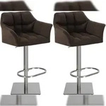 CLP 2er Set Barhocker Damaso Stoffbezug edelstahl/braun