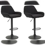 CLP 2er Set Barhocker Braga Stoff schwarz/schwarz