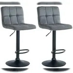 CLP 2er Set Barhocker Peru Samt Samt HBT: 94x46x47 cm dunkelgrau schwarz