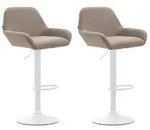 CLP 2er Set Barhocker Braga Stoff taupe/wei&szlig;