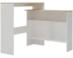 vidaXL Bartisch mit 2 Tischplatten, Wei&szlig; und Eiche, 130 x 40 x 120 cm,