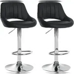 CLP 2er Set Barhocker Milet Kunstleder schwarz/Metall in Chromoptik