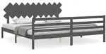 vidaXL Massivholzbett mit Kopfteil Grau 200x200 cm