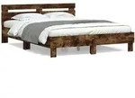 vidaXL Bettgestell mit Kopfteil R&auml;uchereiche 140x190 cm Holzwerkstoff
