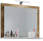 VCM VCB10 Mini Spiegelschrank Bad , Badespiegel mit 1 Regal Honig-Eiche...