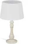 Relaxdays Tischlampe Landhausstil, E14 Fassung, Stoff & Holz, Wohn- & Schlafzimmer,