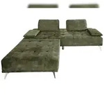 KAWOLA Sofa WIOLO Schlafsofa Daybed mit Hocker velvet moosgr&uuml;n