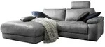 KAWOLA Sofa LOLA Ecksofa Stoff grau mit motorischer Relaxfunktion Recamiere...