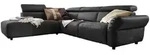 KAWOLA Sofa RISO Ecksofa mit motorischer Sitztiefenverstellung Leder schwarz