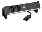 BACHMANN DESK2 ALU BLACK 2xSchutzkt.USBC, USB Charger 60W 0,2m GST18