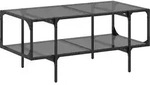 vidaXL Couchtisch mit Glasplatte Schwarz 98,5x50x45 cm Stahl