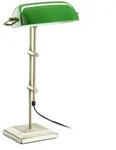 Relaxdays Bankerlampe gr&uuml;n, Tischlampe Glas, Dekolampe Retro, Tischlampe Messing