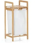 LUMALAND W&auml;schekorb Bambus - 33 x 33 x 73 cm - wei&szlig;