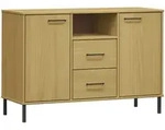 vidaXL Sideboard OSLO mit Metallbeinen Braun 113x40x77 cm Massivholz