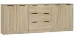 vidaXL 3-tlg. Sideboard Sonoma Eiche-Optik Holzwerkstoff