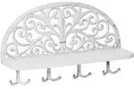 Relaxdays Wandgarderobe mit Ablage, Antik Design, 4 Doppelhaken, Schl&uuml;sselbrett,