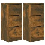 vidaXL Sideboards 2 Stk. R&auml;uchereiche 30x30x70 cm Holzwerkstoff