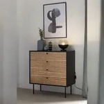 SalesFever Kommode | 4 Schubladen | MDF Eiche Echtholzfurnier | Gestell Metall | B 80