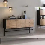 SalesFever Sideboard | 2 T&uuml;ren, 3 Schubladen | MDF Eiche Echtholzfurnier |...