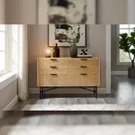 SalesFever Kommode breit | mit 6 Schubladen | MDF Eiche Echtholzfurnier | Gestell