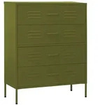 vidaXL Kommode Olivgr&uuml;n 80x35x101,5 cm Stahl