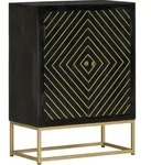 vidaXL Sideboard mit 2 T&uuml;ren Schwarz Gold 55x30x75 cm Massivholz Mango