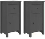 vidaXL Sideboards 2 Stk. Grau 40x35x80 cm Massivholz Kiefer