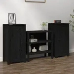 vidaXL Sideboards 2 Stk. Schwarz 40x35x80 cm Massivholz Kiefer