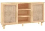 vidaXL Sideboard Braun 105x30x60 cm Massivholz Kiefer und Natur-Rattan