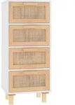 vidaXL Sideboard Wei&szlig; 40x30x90 cm Massivholz Kiefer und Natur-Rattan