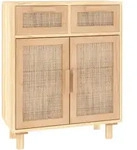 vidaXL Sideboard Braun 60x30x75 cm Massivholz Kiefer und Natur-Rattan
