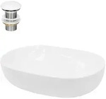 LuxeBath ECD Germany Aufsatzwaschbecken Keramik Wei&szlig; 600&times;420&times;145 mm, ohne