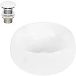 LuxeBath Waschbecken inkl. Ablaufgarnitur ohne &Uuml;berlauf &Oslash; 40x35 cm Wei&szlig; aus