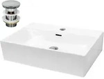 LuxeBath ECD Germany Einbau-/Aufsatzwaschbecken Keramik Wei&szlig; 605&times;365&times;130 mm,