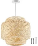 tectake Deckenleuchte Lignea Lux aus Bambus, im Boho-Stil, 40W ⌀ 40 x 39 cm Braun